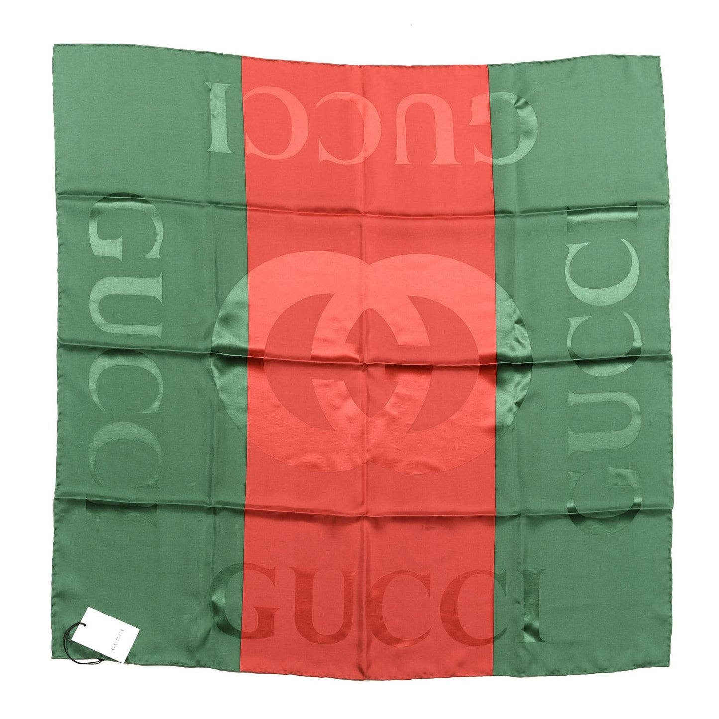 Silk Logo Square Scarf Green Red
