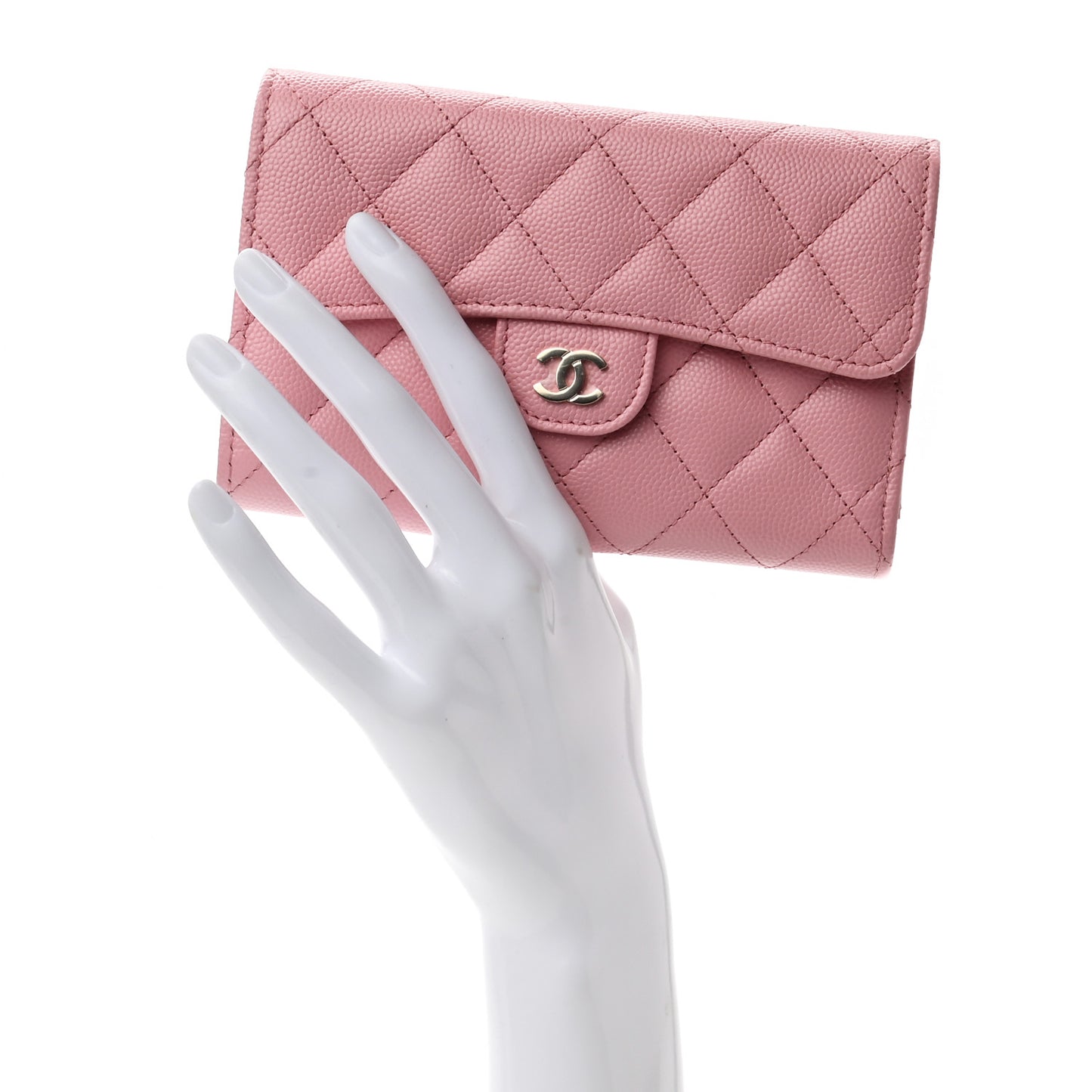Caviar Quilted Medium Flap Wallet Pink