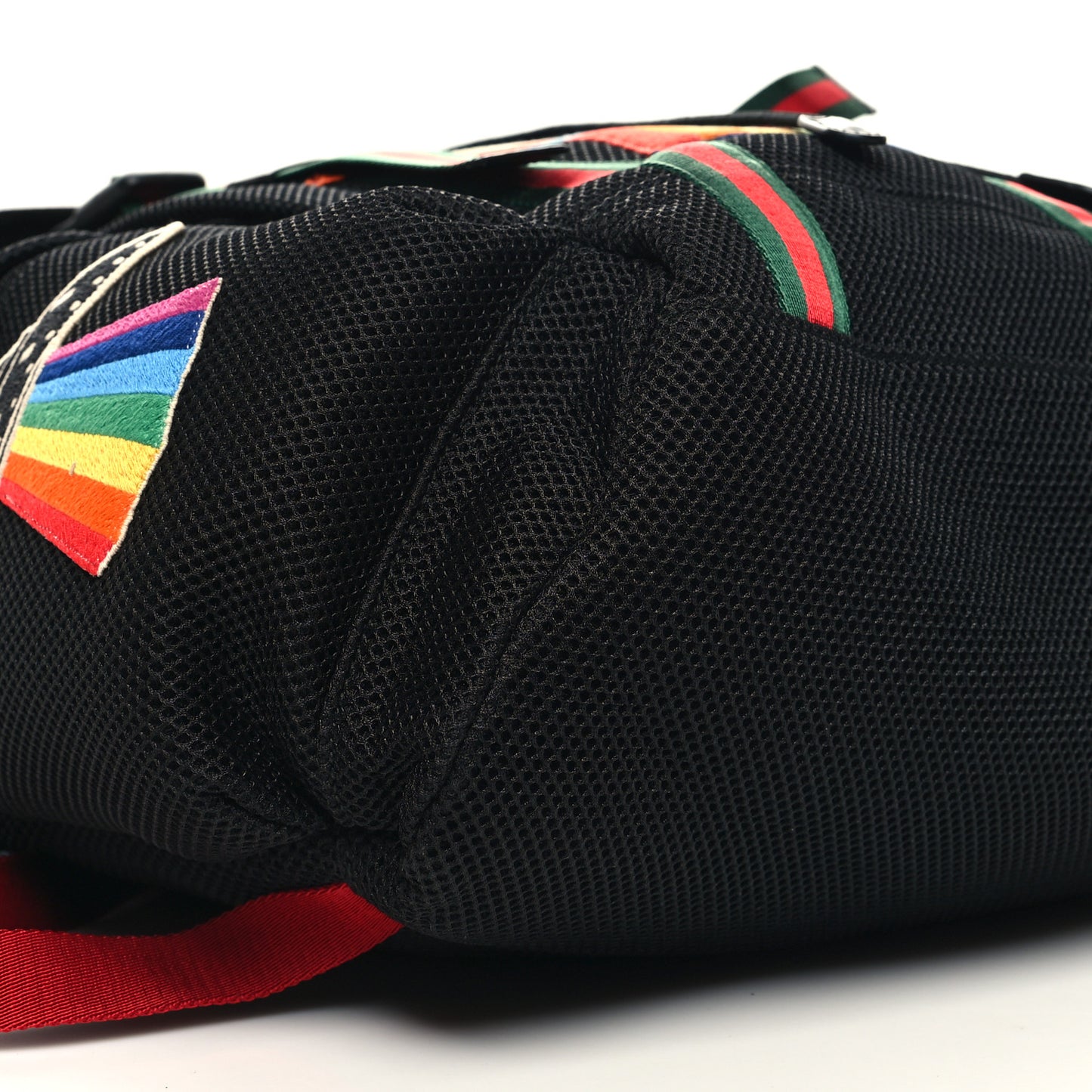 Mesh Web Hollywood Embroidered Double Buckle Backpack Black Multicolor