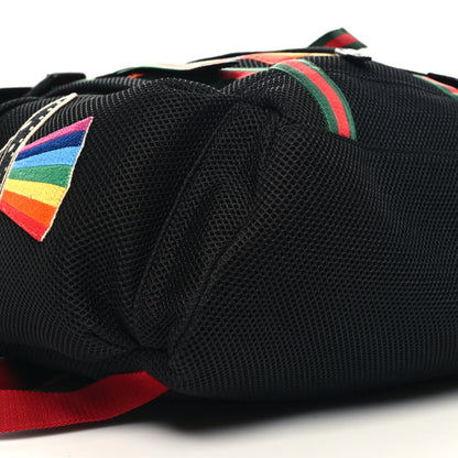 Gucci Mesh Web Hollywood Embroidered Double Buckle Backpack Black Multicolor 9 of 12