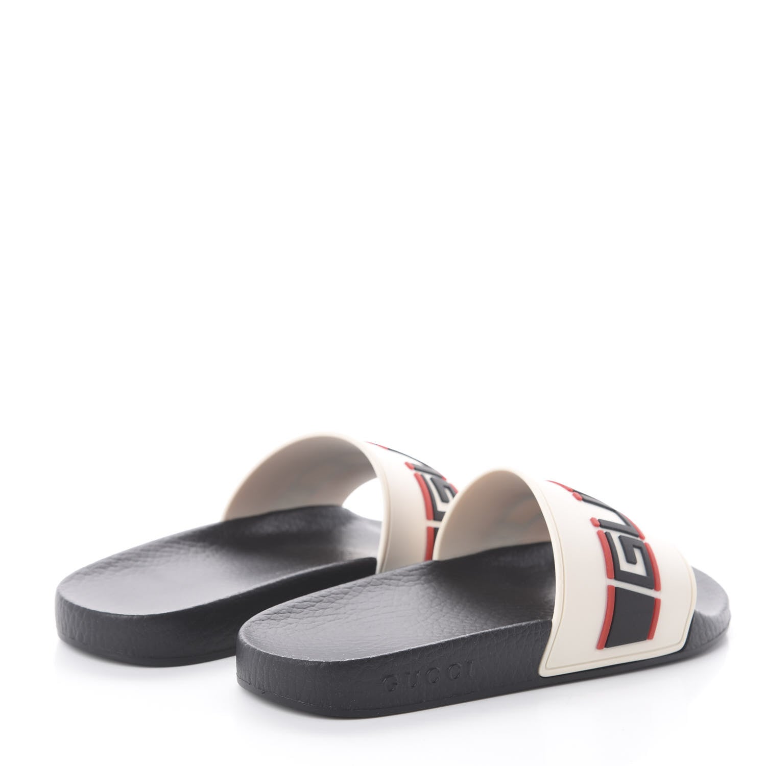 Gucci Rubber Stripe Womens Pool Slide Sandals 36 Ecru Poppy Black 4 of 6