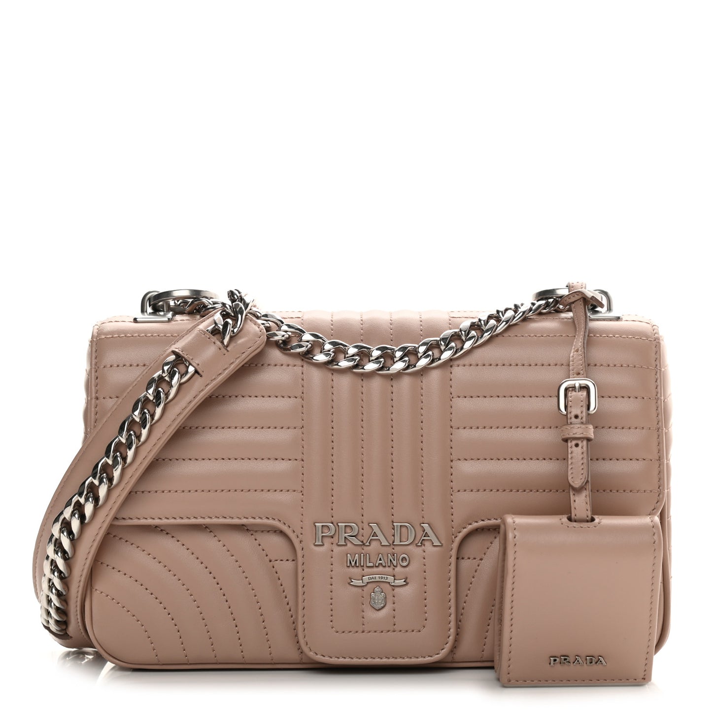 Soft Calfskin Impunture Diagramme Medium Chain Flap Shoulder Bag Cipria