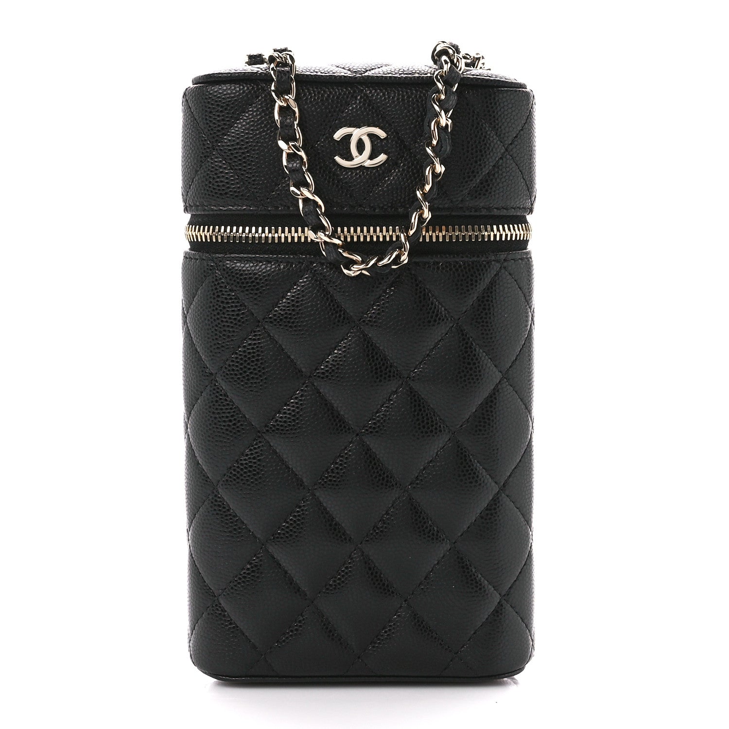 Chanel Caviar Quilted Phone Holder With Chain Black 1 of 10