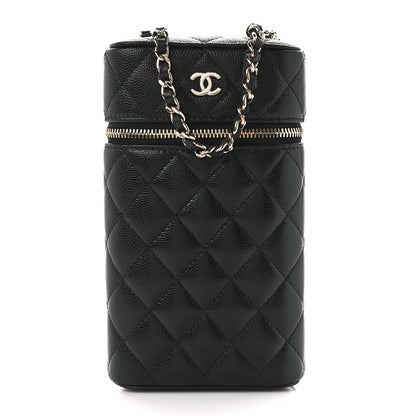 Chanel Caviar Quilted Phone Holder With Chain Black 1 of 10