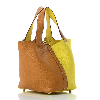 Hermes Taurillon Clemence Picotin 18 PM Lime Sesame 3 of 11