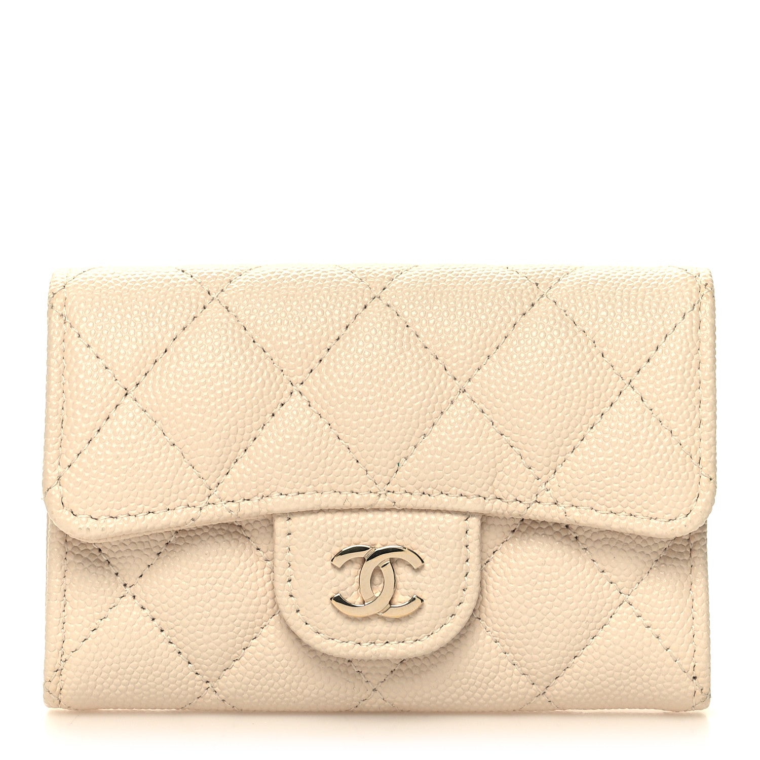 Chanel Caviar Quilted Flap Card Holder Wallet White 1 of 10