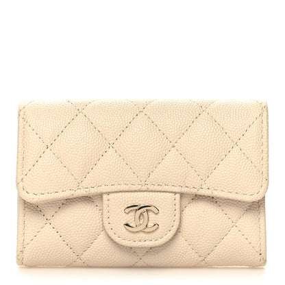 Chanel Caviar Quilted Flap Card Holder Wallet White 1 of 10