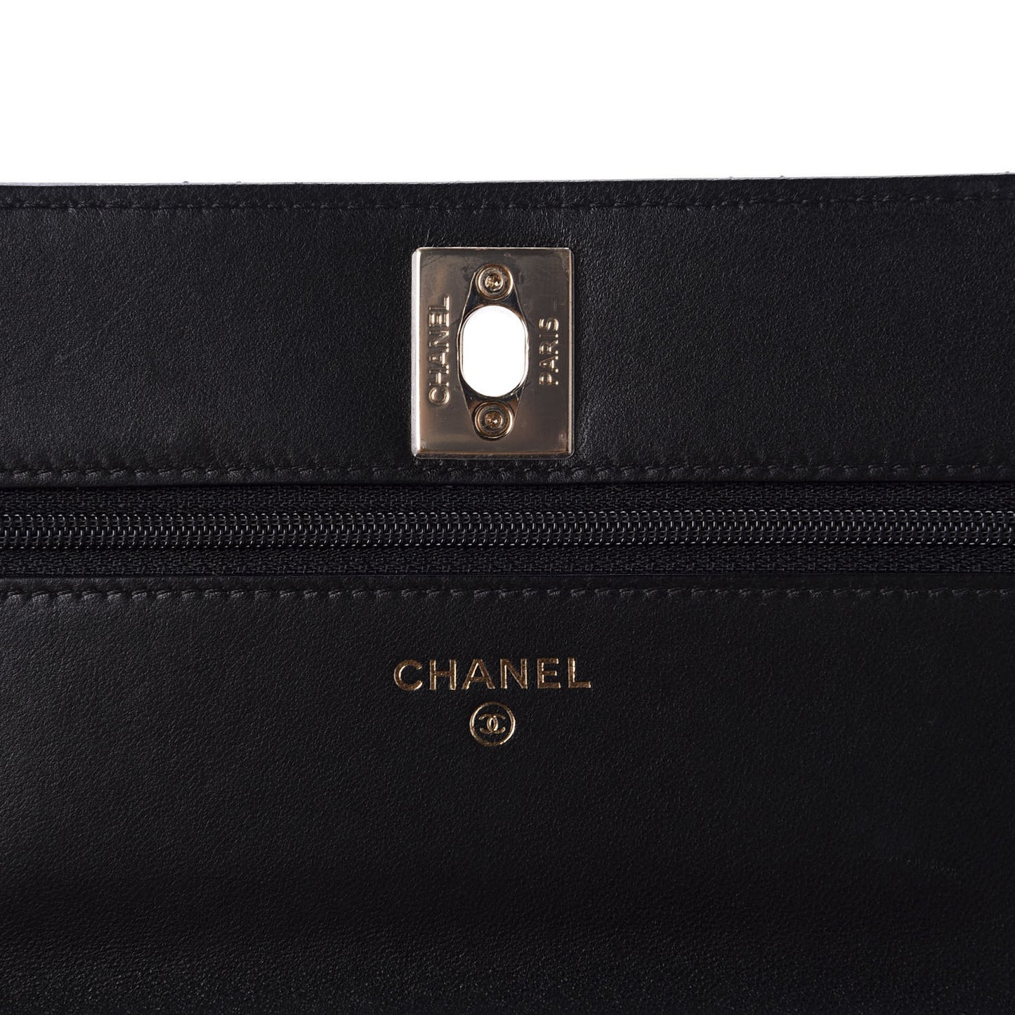 Lambskin Quilted Trendy CC Wallet On Chain WOC Black