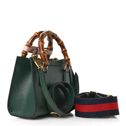 Gucci Textured Dollar Calfskin Web Mini Diana Tote Bag Vintage Green Pink 3 of 10