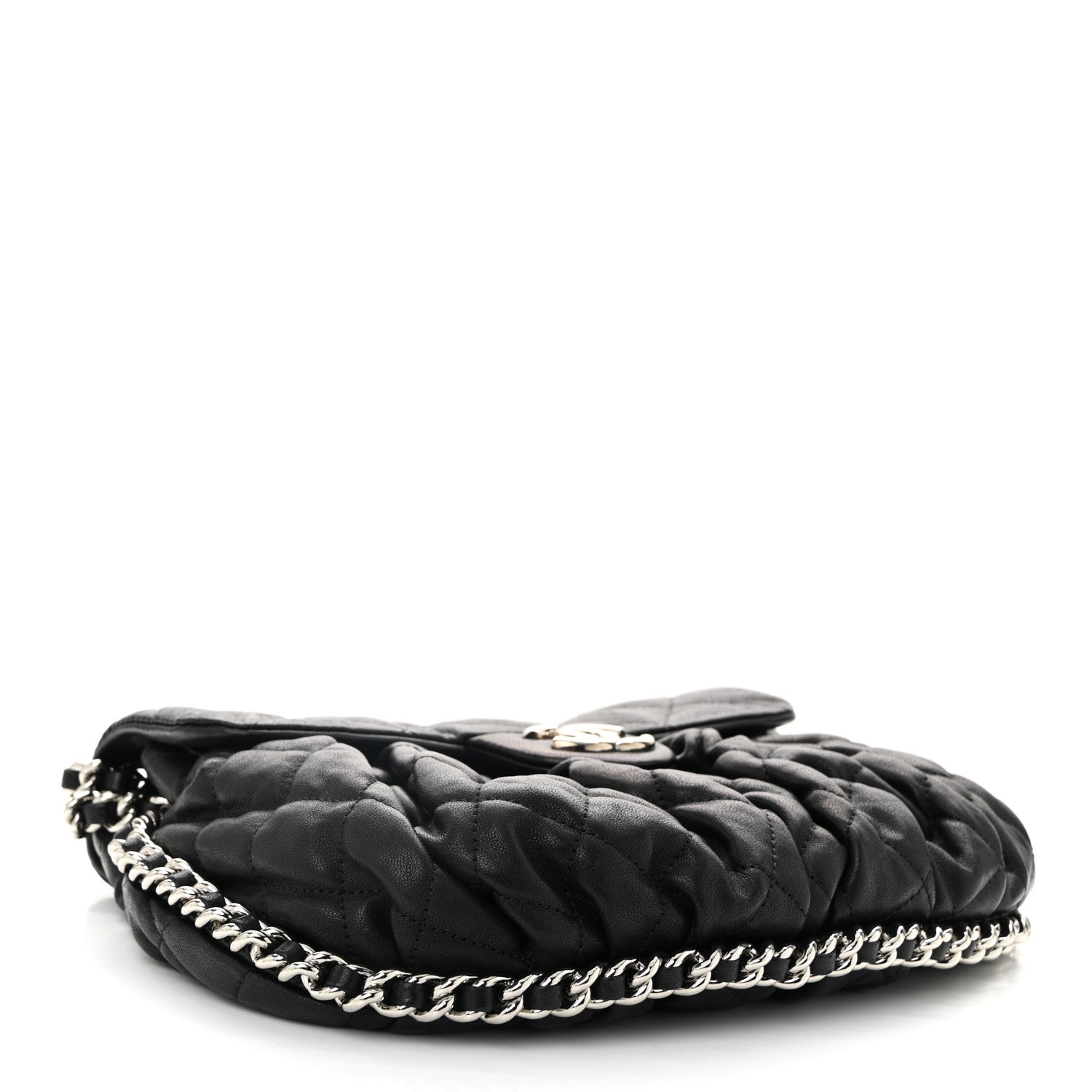 Chanel Washed Lambskin Quilted Medium Chain Around Messenger Black 4 of 11