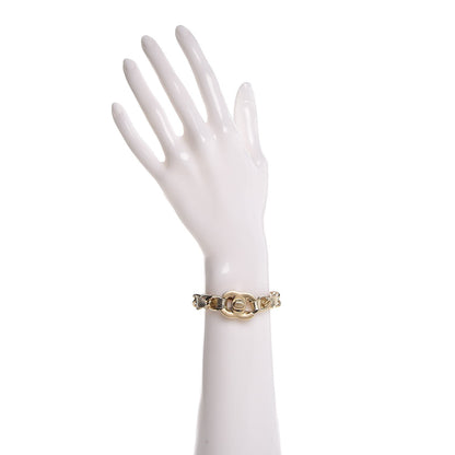 Chanel Metallic Lambskin CC Turnlock Double Chain Bracelet S Light Gold 2 of 7