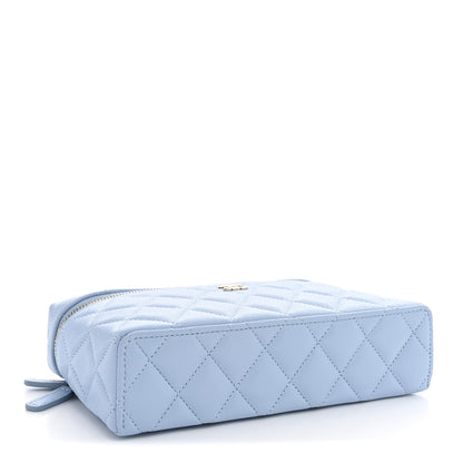 Chanel Caviar Quilted Top Handle Slim Vanity With Chain Light Blue 4 of 11