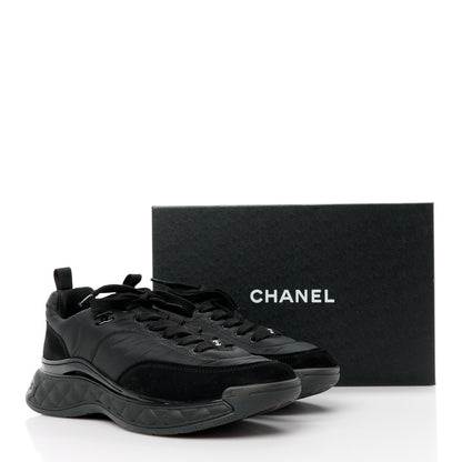 Chanel Nylon Suede Calfskin CC Sneakers 41 Black 10 of 10