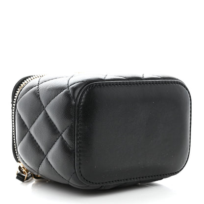 Chanel Lambskin Quilted Mini Pearl Crush Vanity Case With Chain Black 4 of 11