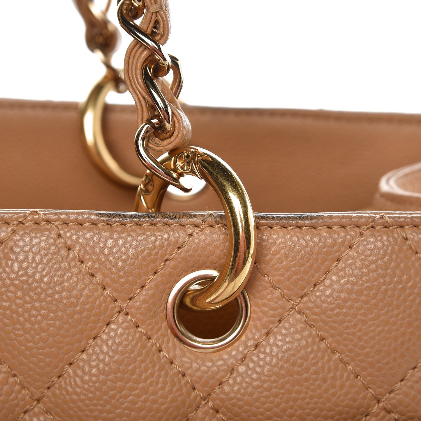 Caviar Quilted Grand Shopping Tote GST Beige