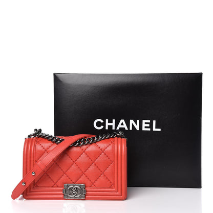 Chanel Calfskin Double Stitch Medium Boy Flap Red 12 of 12