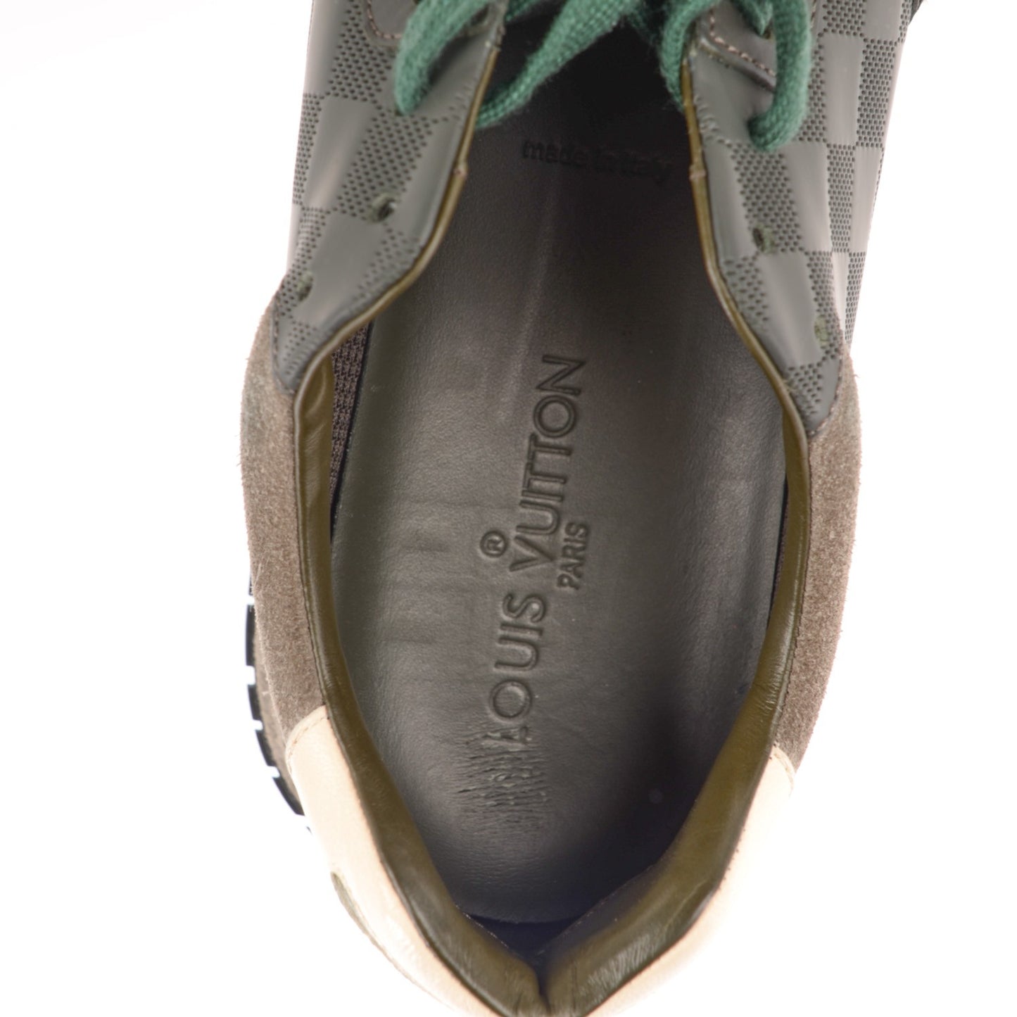 Suede Damier Run Away Sneakers 38.5 Vert