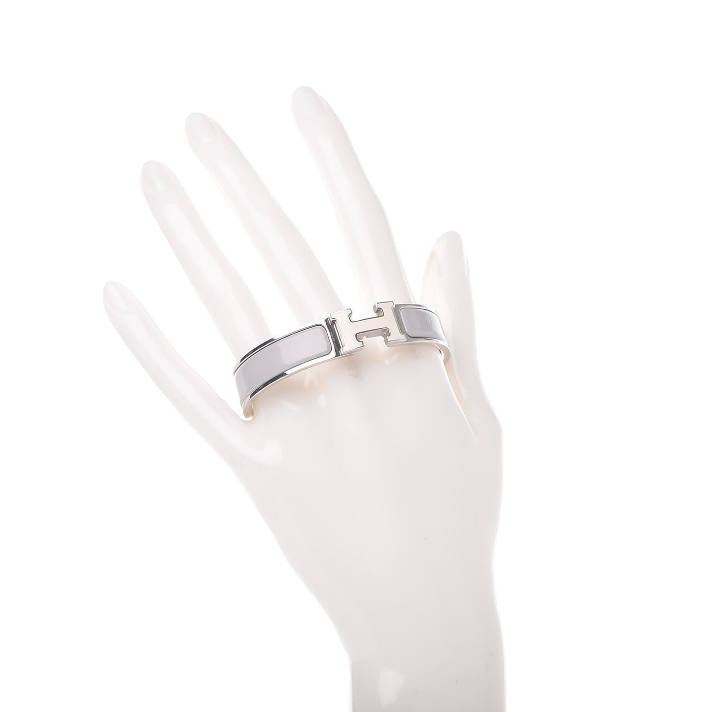 Enamel Narrow Clic Clac H Bracelet PM Blanc Gris Clair