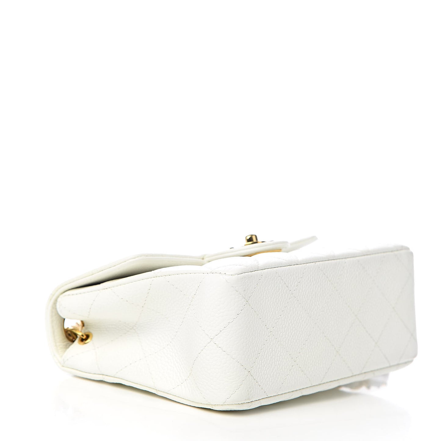 Caviar Quilted Mini Square Flap White