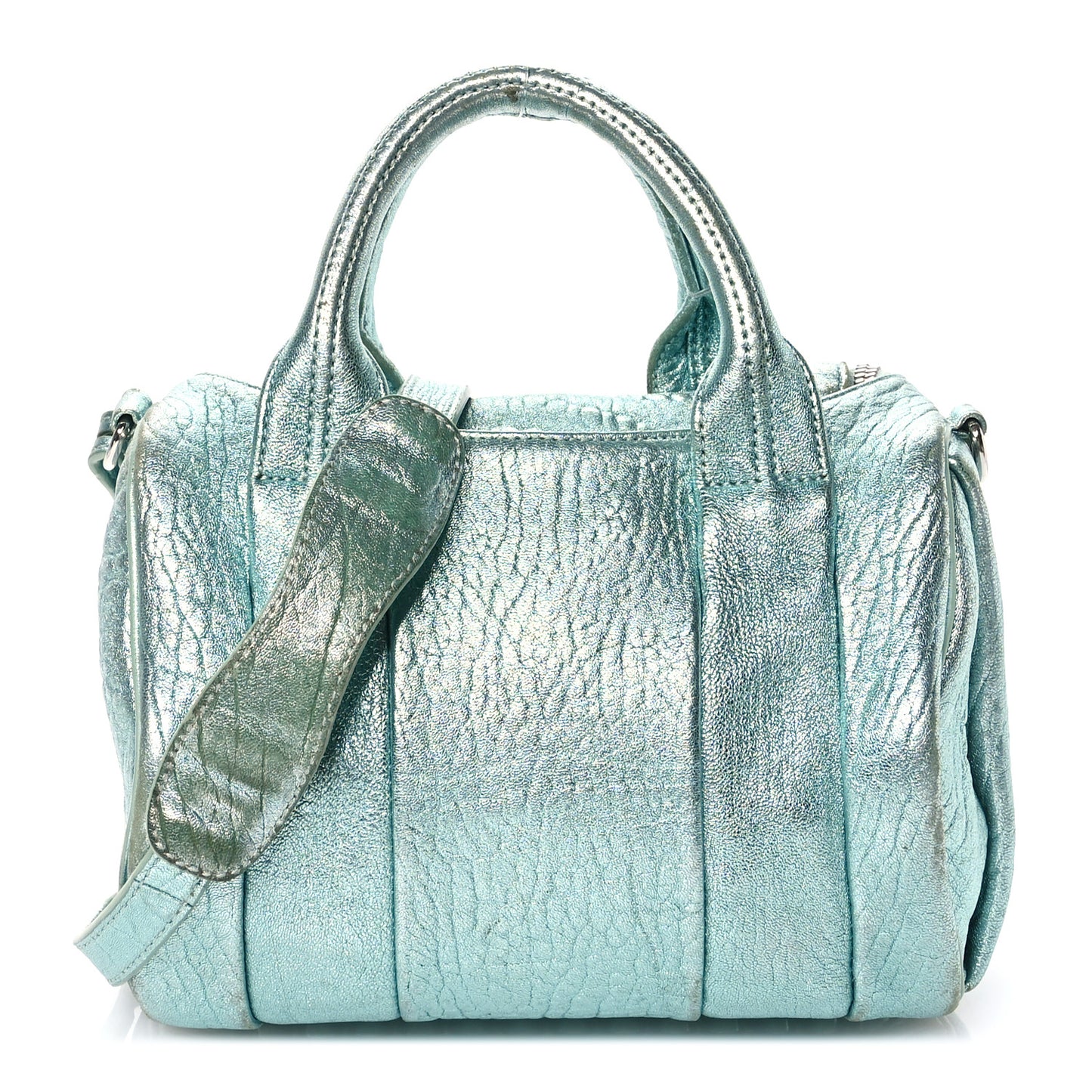Metallic Pebbled Lambskin Lambskin Rocco Teal Silver Hardware