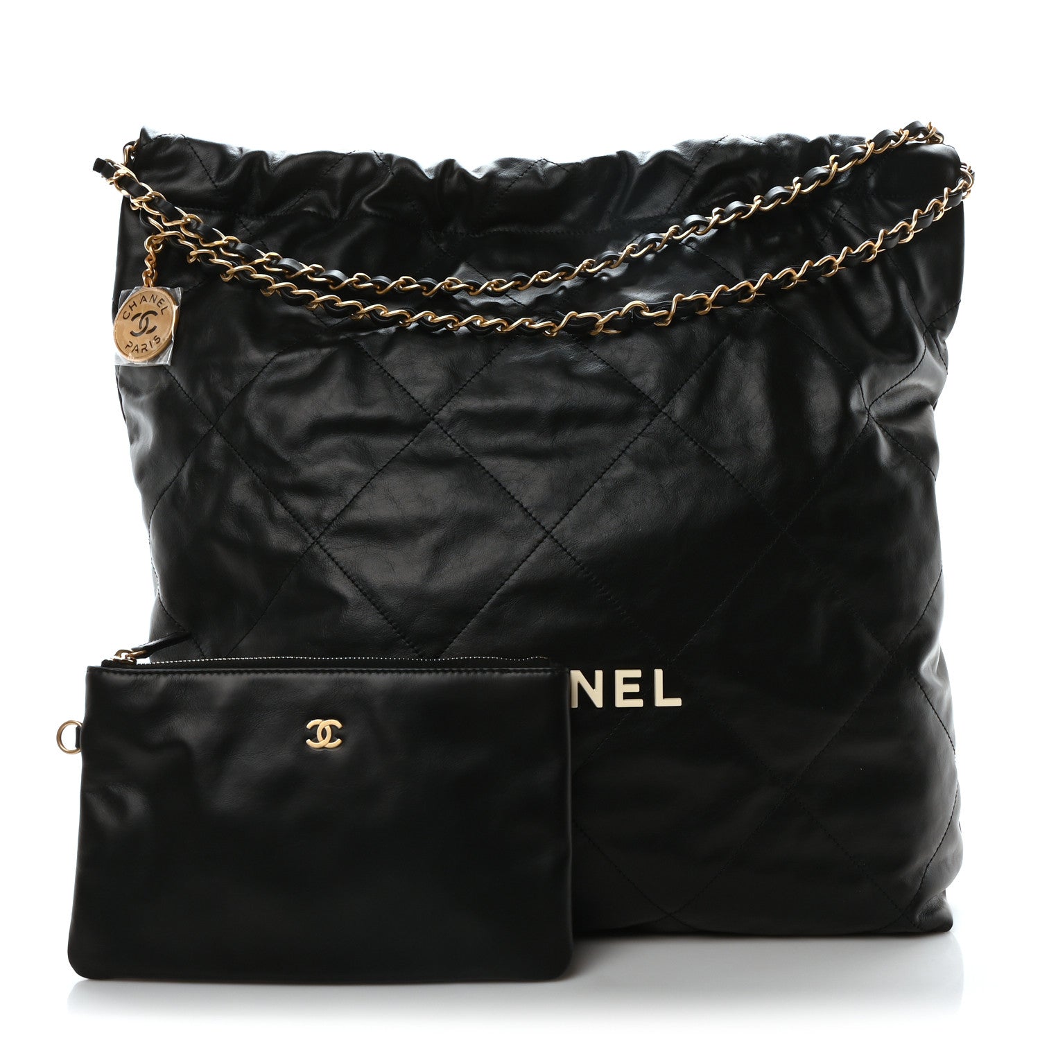 Chanel Calfskin Quilted Large Chanel 22 Black White 1699105