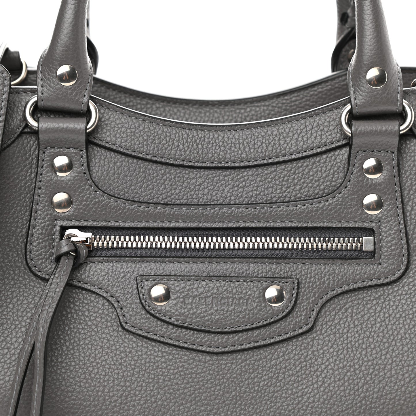 Grained Calfskin Neo Classic Silver Hardware S City Dark Grey