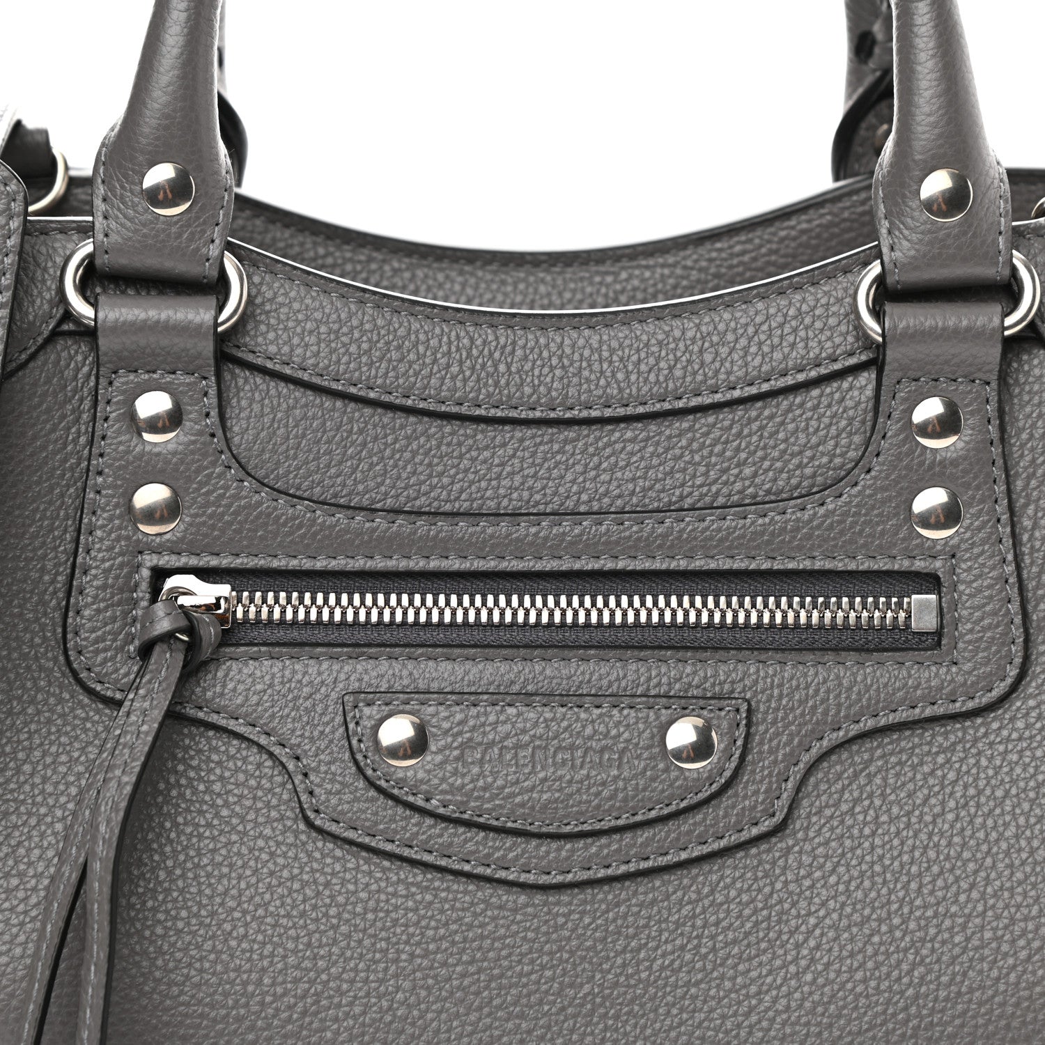 Balenciaga Grained Calfskin Neo Classic Silver Hardware S City Dark Grey 8 of 10