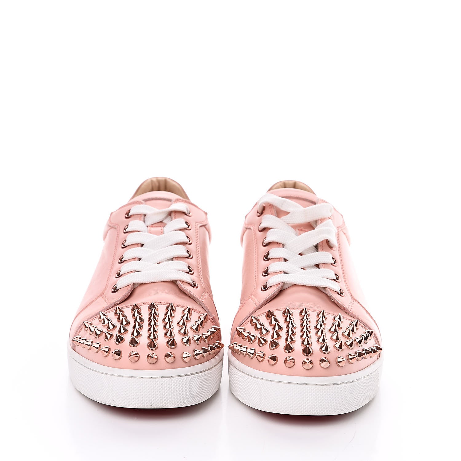 Christian Louboutin Calfskin Womens Vieira Spiked Flat Sneakers 39.5 Jupon Pink 2 of 10
