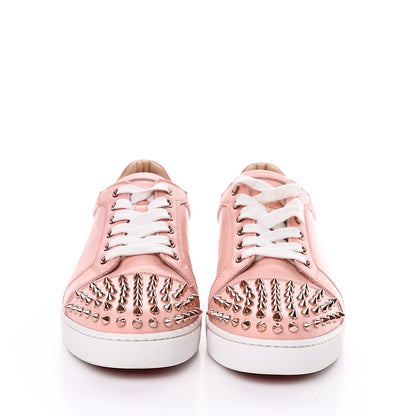 Christian Louboutin Calfskin Womens Vieira Spiked Flat Sneakers 39.5 Jupon Pink 2 of 10