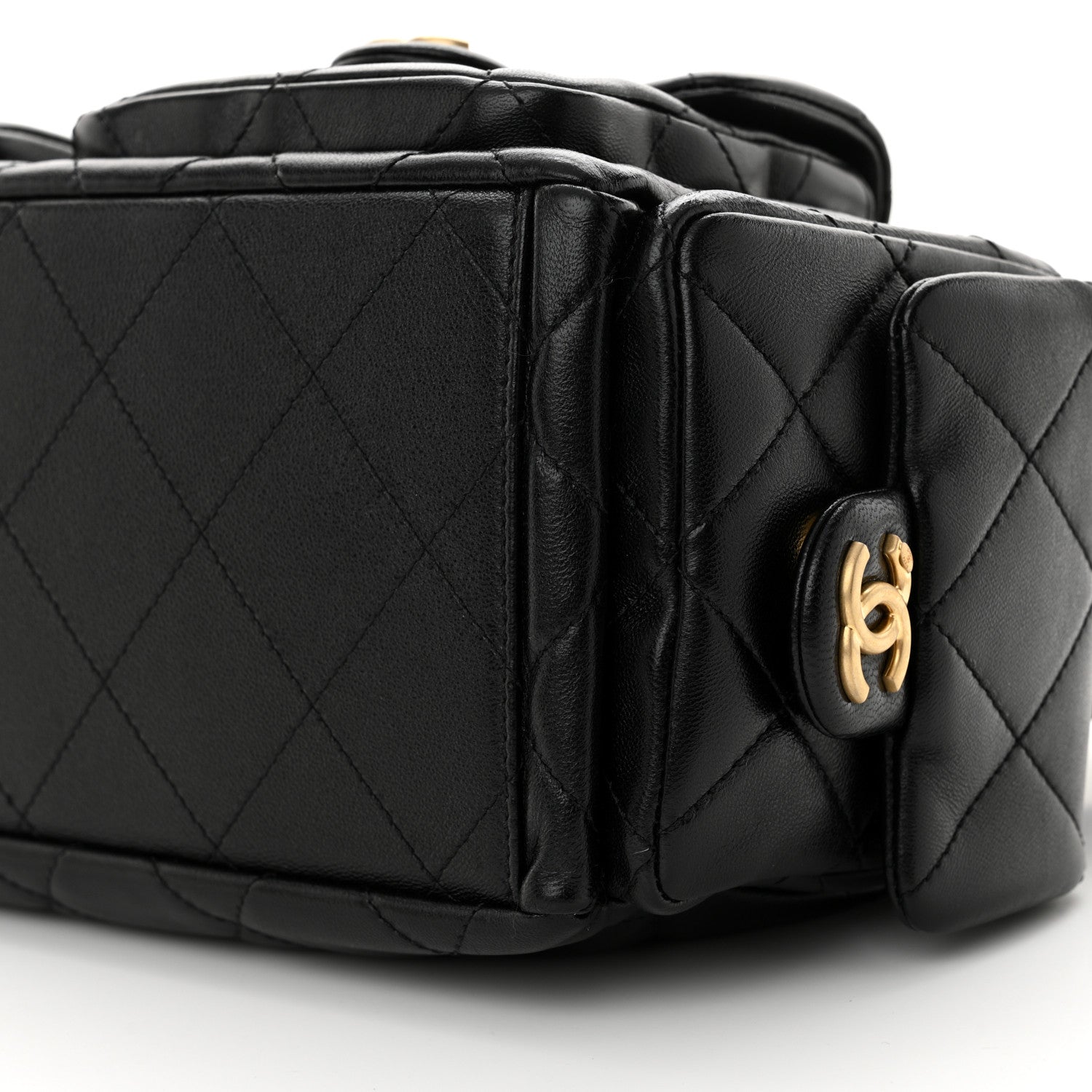 Chanel Shiny Lambskin Quilted Trendy Pockets Hobo Black 10 of 12
