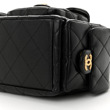 Chanel Shiny Lambskin Quilted Trendy Pockets Hobo Black 10 of 12
