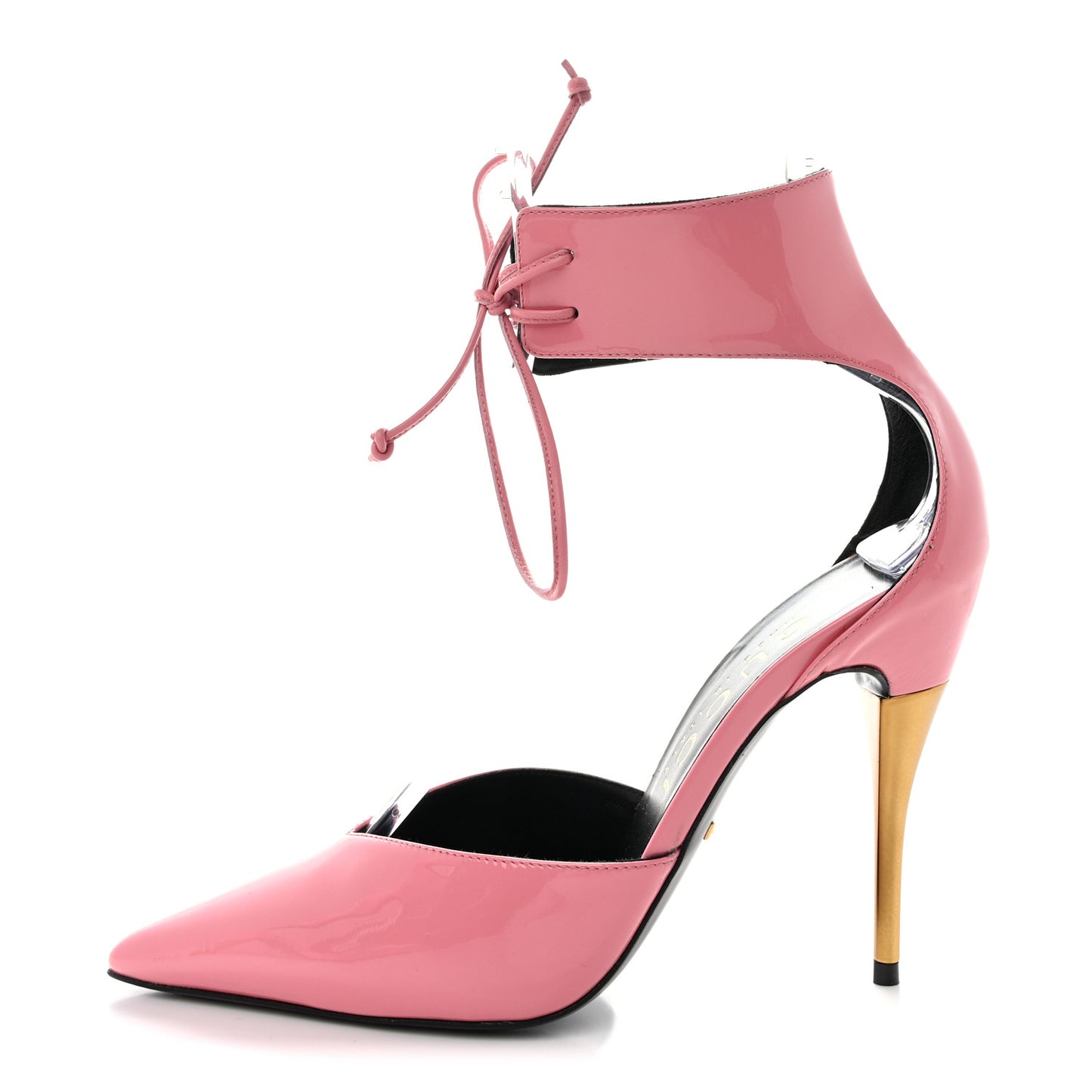 Vitello Vernice Soft Nappa Priscilla Ankle Cuff Pumps 40 Butterfly Pink