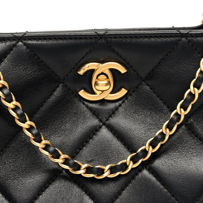 Chanel Shiny Lambskin Pearl Small Shopping Bag Black 8 of 10