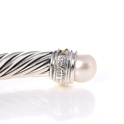 David Yurman Sterling Silver 14K Yellow Gold Pearl 7mm Cable Classics Bracelet 5 of 5