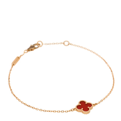 Van Cleef & Arpels 18K Rose Gold Carnelian Sweet Alhambra Bracelet 1 of 5