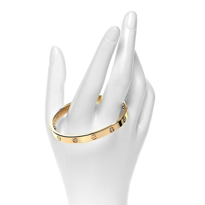 Cartier 18K Yellow Gold 4 Diamond LOVE Bracelet 17 2 of 6