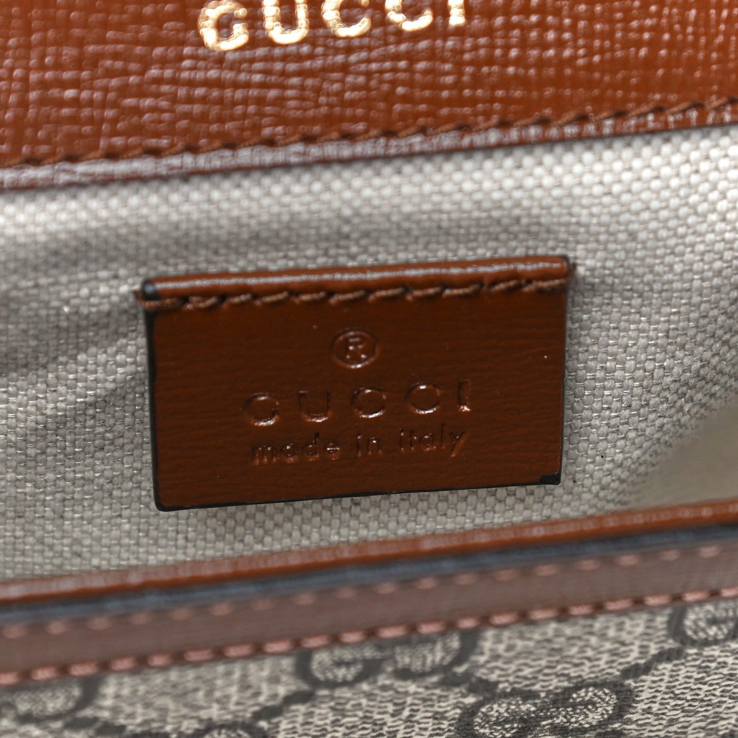 Gucci GG Supreme Monogram Web Mini Horsebit 1955 Shoulder Bag Beige Brown Sugar 7 of 12