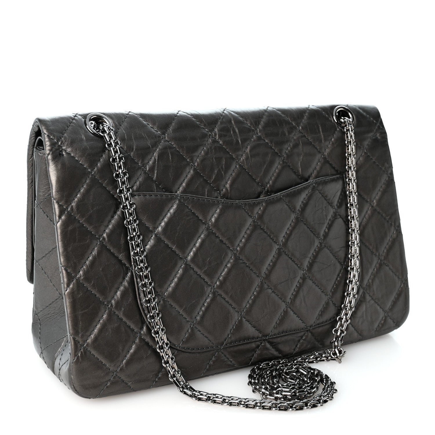 Chanel Metallic Aged Calfskin Quilted 2.55 Reissue 227 Flap Dark Grey 3 of 10