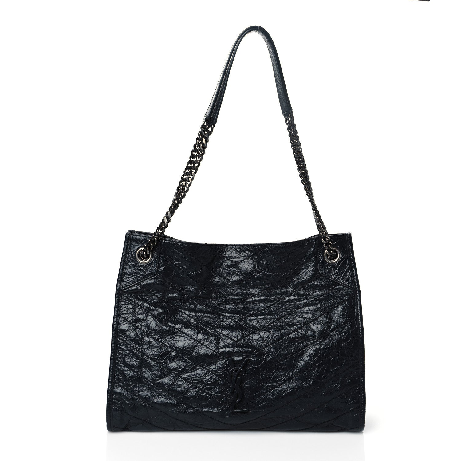 Saint Laurent Crinkled Calfskin Matelasse Monogram Medium Niki Shopper Tote Deep Marine 1 of 10