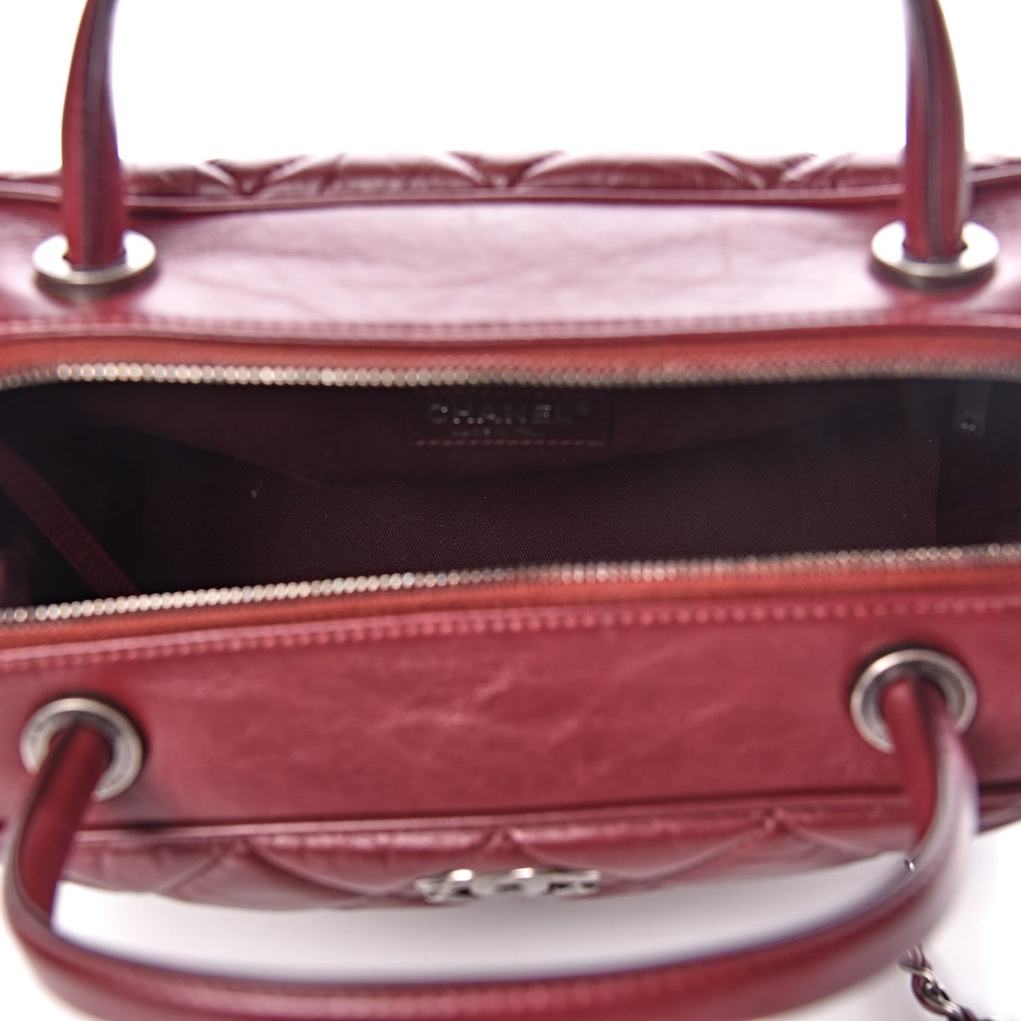Aged Calfskin Small Bowling Bag Burgundy