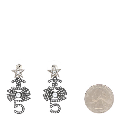 Chanel Ruthenium Crystal Pearl CC Drop Earrings 2 of 5