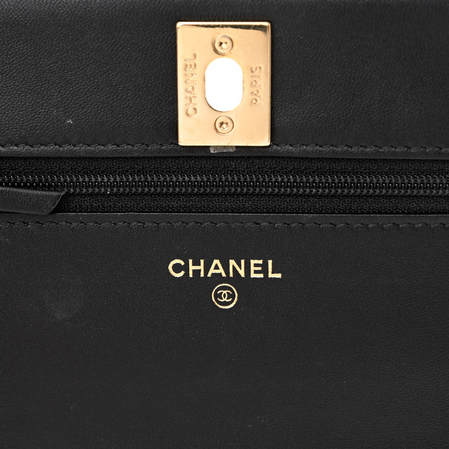 Lambskin Quilted Trendy CC Wallet On Chain WOC Black