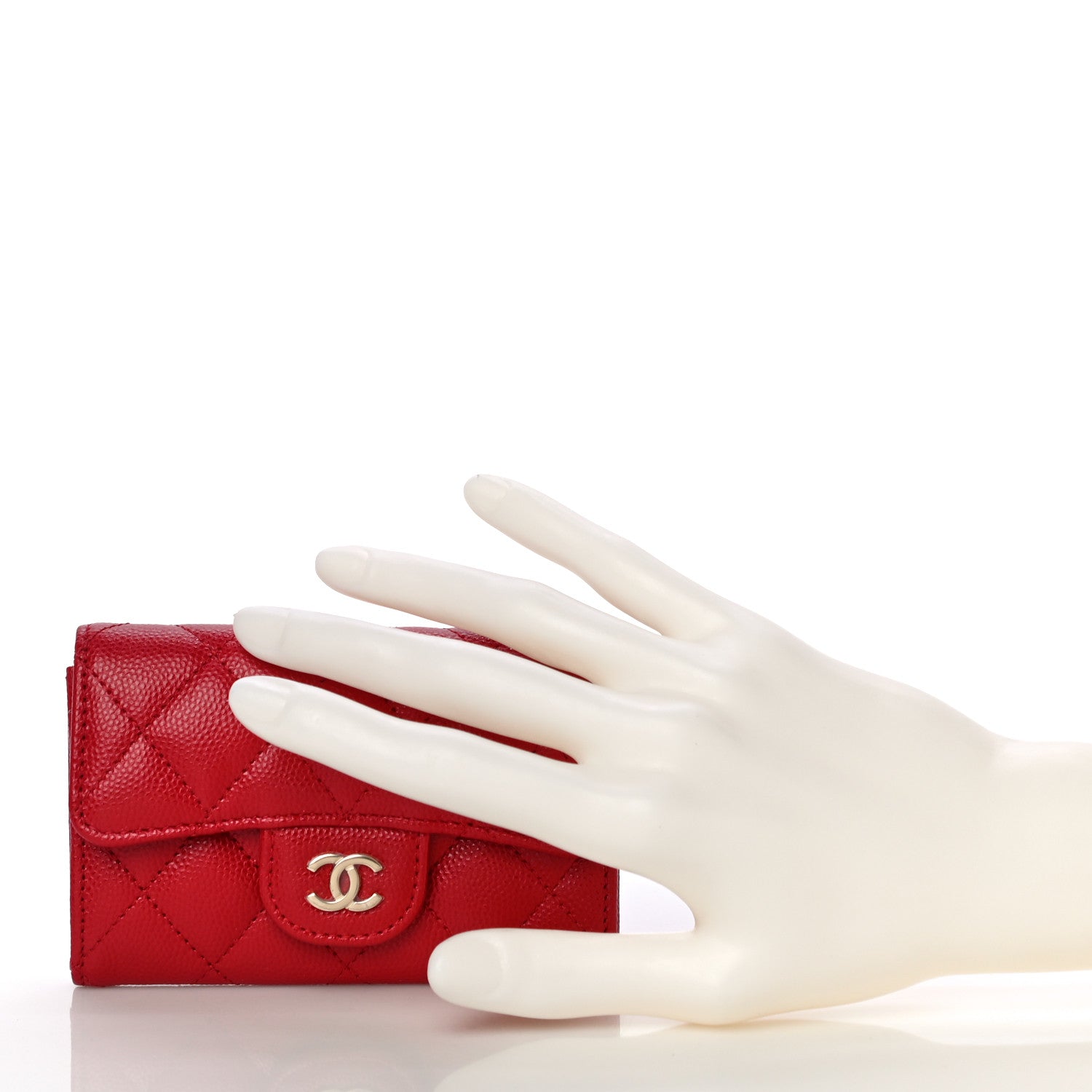 Chanel Caviar Quilted Flap Card Holder Wallet Red 2 of 12