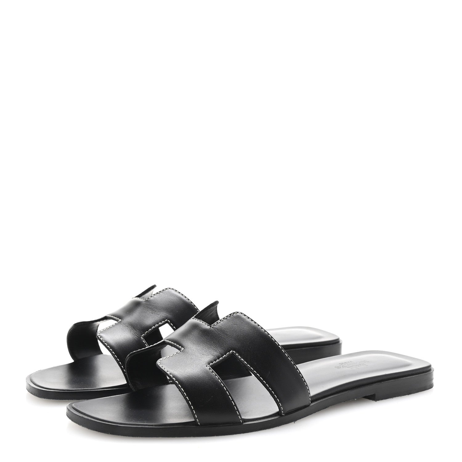 Hermes Box Calfskin Oran Sandals 39 Black 4 of 10