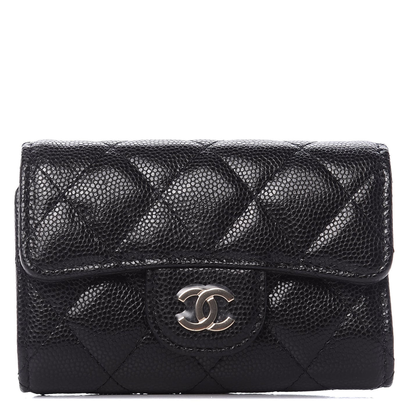 Caviar Quilted Classic 4 Key Holder Wallet Black