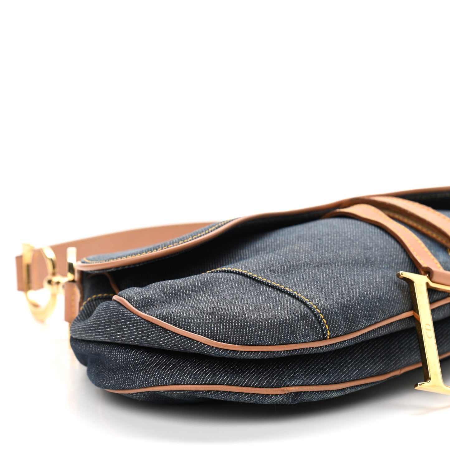 Denim Calfskin Saddle Bag Blue