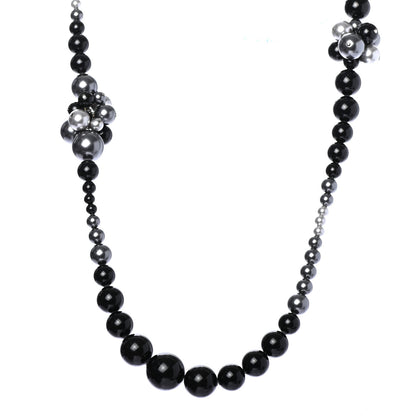 Chanel Pearl Beaded CC Long Necklace Black Grey 1 of 5