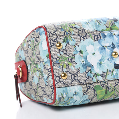 Gucci GG Supreme Monogram Blooms Small Boston Beige Blue Navy Hibiscus Red 9 of 10