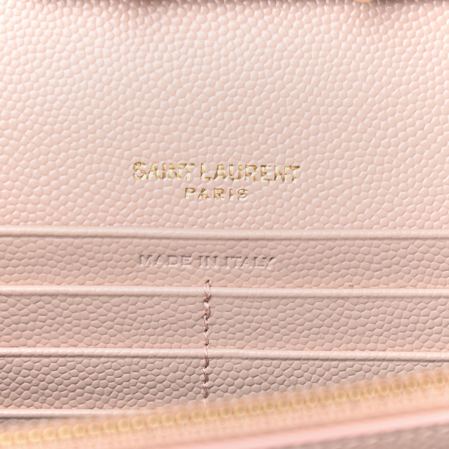 Saint Laurent Grain De Poudre Matelasse Chevron Monogram Chain Wallet Pale Pink 6 of 9