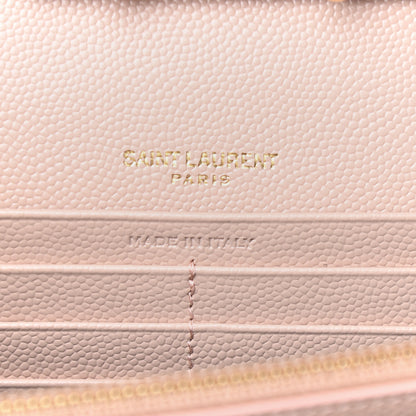 Saint Laurent Grain De Poudre Matelasse Chevron Monogram Chain Wallet Pale Pink 6 of 9